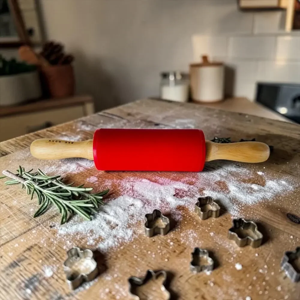 Rae Dunn Christmas Tis the Season Xmas Silicone Rolling Pin Kitchen Baking Gift